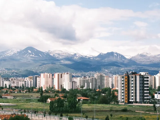 Kayseri şehir manzarası ve arkada Erciyes Dağı